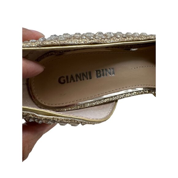 Gianni Bini Size 7 Stylist Classic Gold Rhinestone Studded Stiletto Heels - Picture 6 of 12